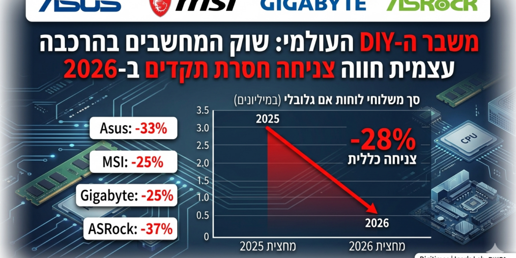 גרף שממחיש את ירידת המכירות של מחשבי DIY בעולם.
